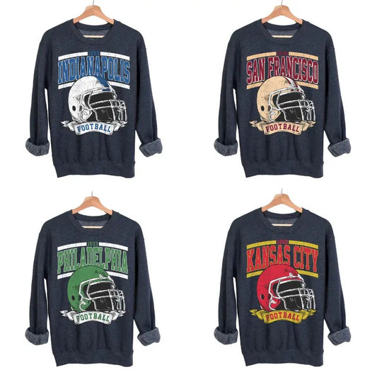All 32 Teams Vintage Football Sweatshirt - Black Edition - Retro Sportswear for Dedicated Fans, Perfect for Game Day