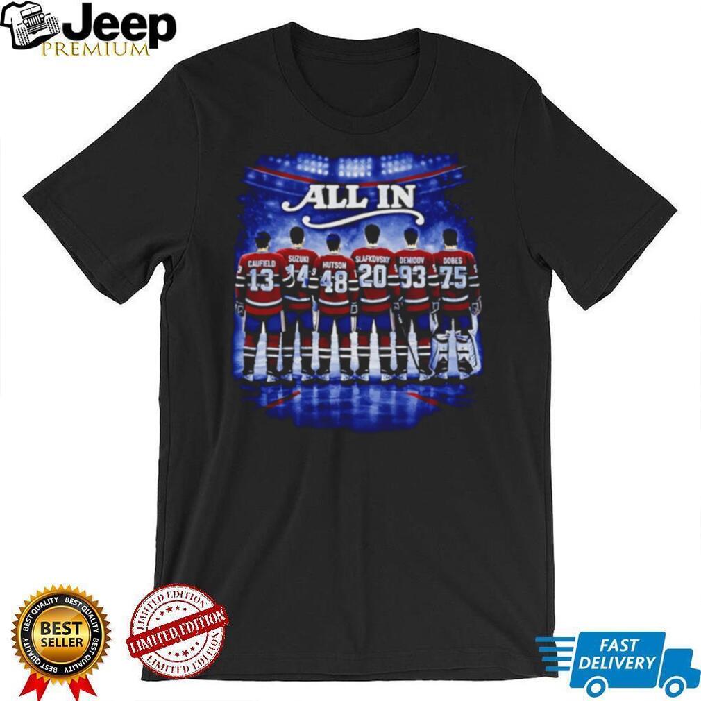 All In Hockey Team Roster Fan Tribute Black T Shirt