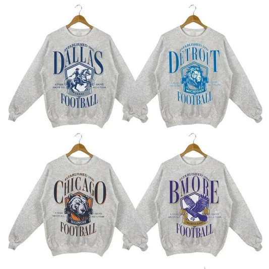 All Team Football Crewneck Sweatshirt, Retro Football Shirt, Classic Football Shirt vintage  clothing graphic  hoodies
