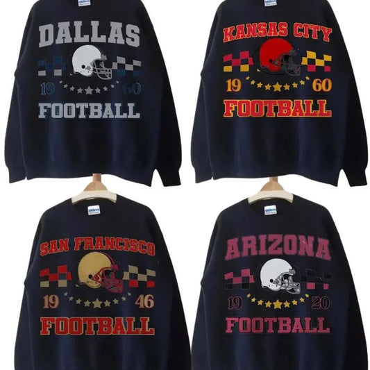 All Teams Football Vintage Style Crewneck Sweatshirt, Retro Design, Vintage Football Teams