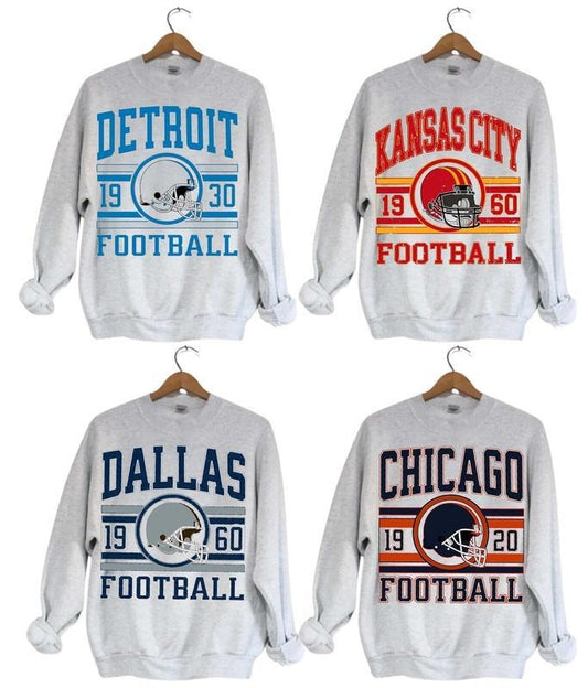 All Teams Football Vintage Style Crewneck Sweatshirt, Retro Design, Vintage Graphic Tee