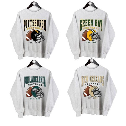 All Teams Football, Vintage Style Crewneck Sweatshirt, Vintage Sweatshirt, Gif For Fan Classic Cotton