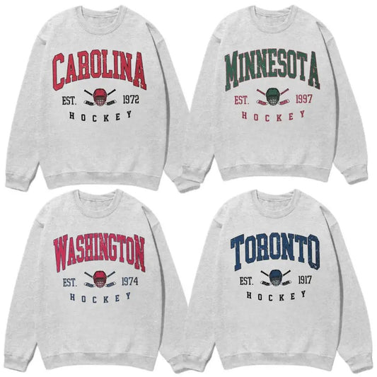 All Teams Hockey Retro Style Sweatshirt, Ash Grey Sweatshirt, Retro Hockey Sweatshirt, Fan Gifts Sweatshirt, Vintage Graphic Sweatshirt