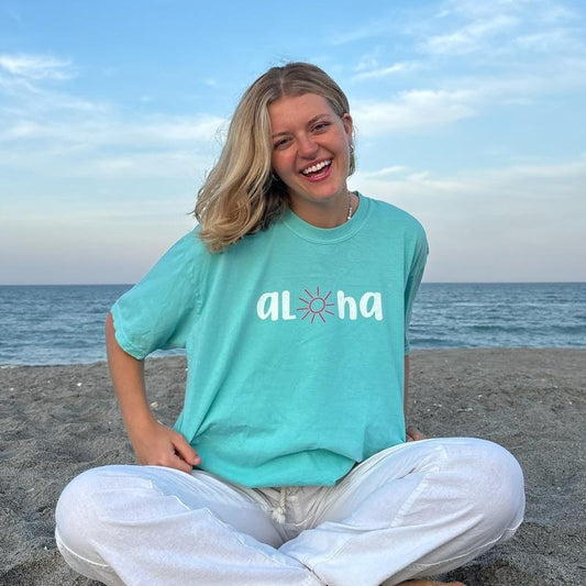 Aloha Sun Shirt, Comfort Cotton Womenswear Fabric Top Oversized Underwear Women Tshirt