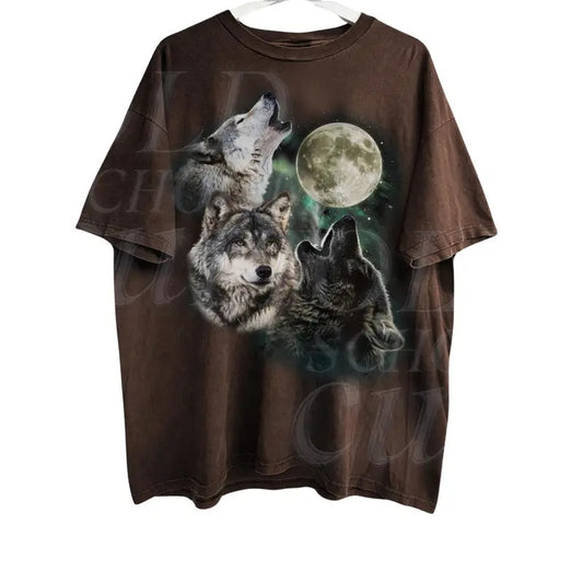 Alpha Wolf Vintage 90s T-Shirt, Retro Meme Tee, Grunge Clothing Aesthetic, Emo Silly Animal Graphic Shirt, Alpha Wolf Shirt Menswear Top Cotton Polyester