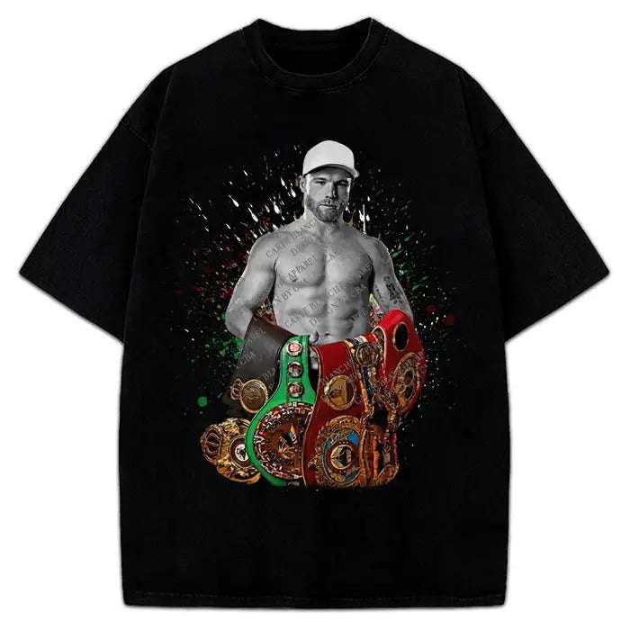 Alvarez Undisputed Champion Mexico Goat Boxing Vintage Style Graphic Design T-Shirt Crewneck Cotton