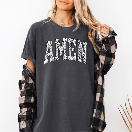 Amen, Dalmatian Print, Christian, Jesus, Gospel, Faith, Saved Tshirt, Women's Comfort Colors Tee Hoodie, Sweatshirt