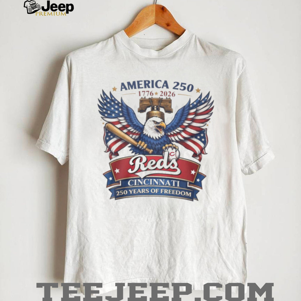 America 250 Cincinnati Reds 1776 2026 Freedom Anniversary Baseball T Shirt