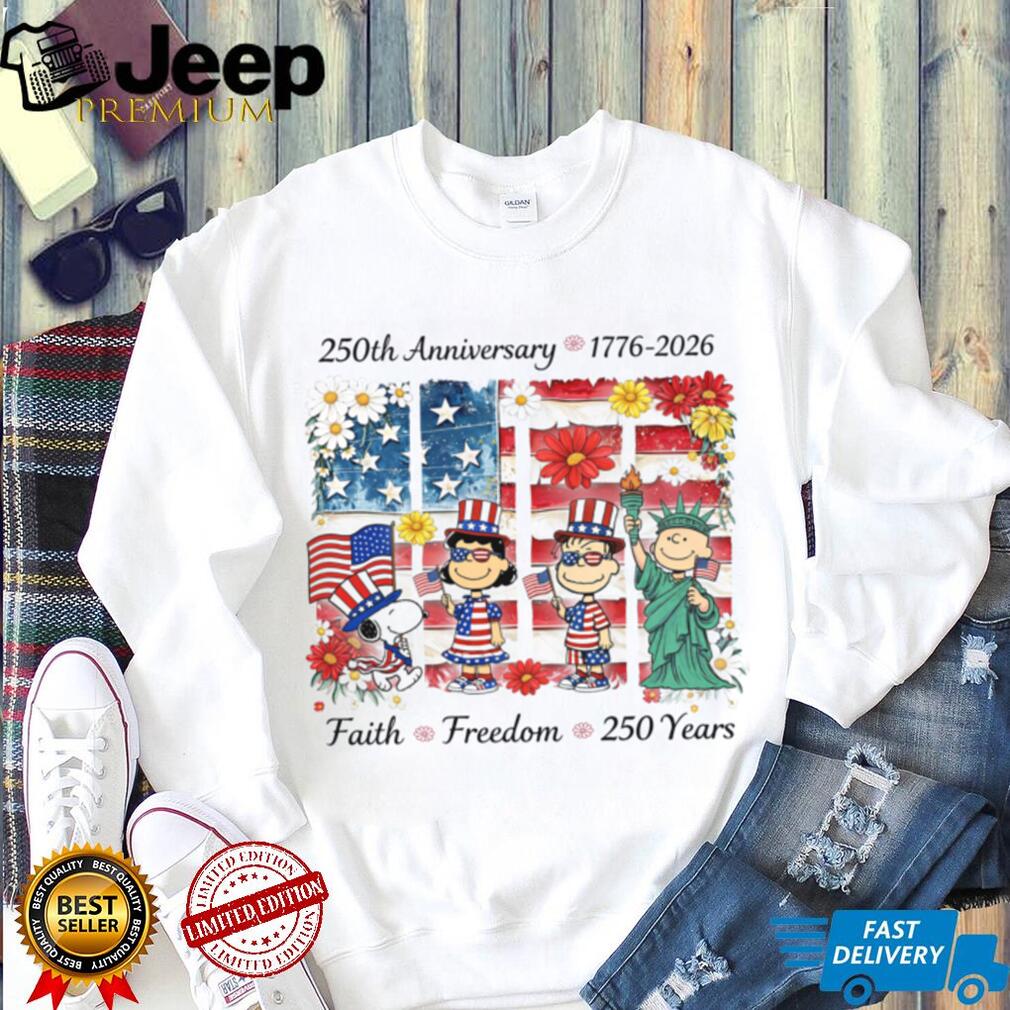 America 250 Faith Freedom Anniversary Peanuts Floral Shirt