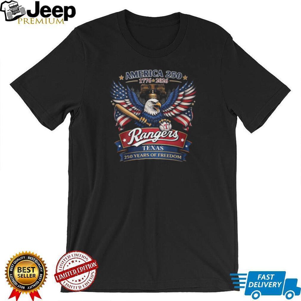 America 250 Years Of Freedom Texas Rangers Baseball Eagle Liberty Bell T Shirt