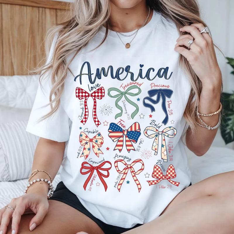 America Coquette Bow T-Shirt, Girly Patriotic Shirt, God Say You Are Sweatshirt, Fourth Of July Shirt, Bible Verse Shirt, Independence Day Gift