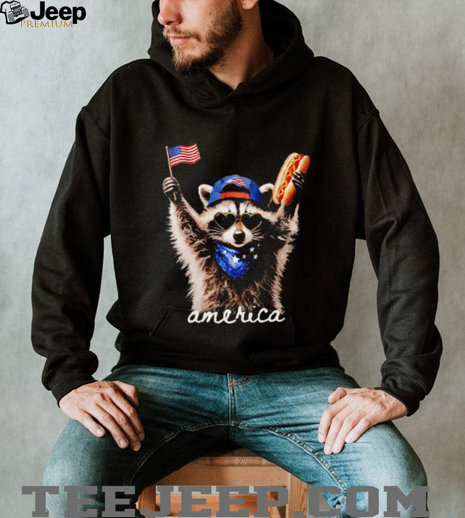America Raccoon Hot Dog 4th Of July Shirt