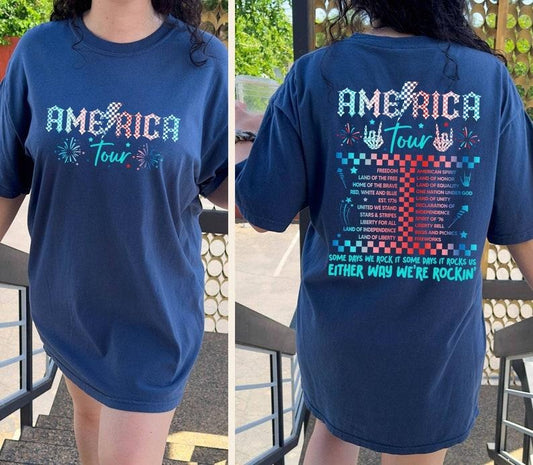 America Tour Shirt, Retro 4th of July Gift Shirt, 1776 Independence Day Shirt, America Shirt, American Flag, Memorial Day Hoodie, T-shirt and sweater