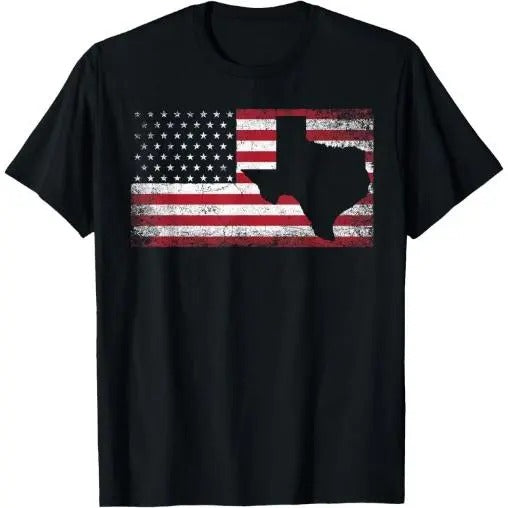 American Flag Texas 4th of July Vintage Gift Men Retro T-Shirt Made in USA