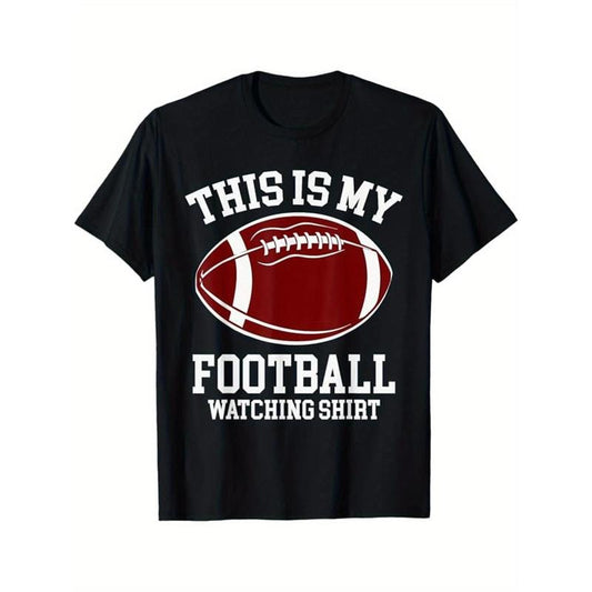 American Football Print Men's Cotton T-shirt, Graphic Tee Men's Outdoor Clothes, Men's Clothing, Casual Short Sleeve Crew...