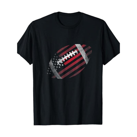 American Football Red USA Flag American Flag Gift 220g100% Cotton T-Shirt made in usastyle{n002}2