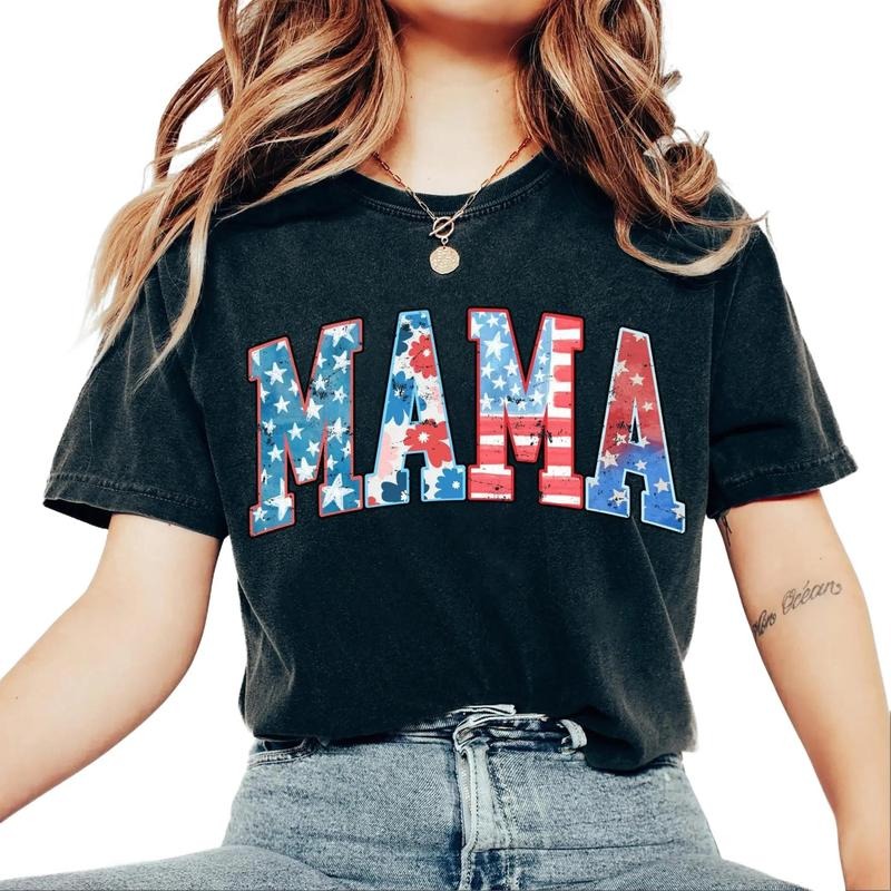 American Mama T-Shirt, Mama T Shirt, Retro Mama America Tee, 4th of July Shirt, American Mama, Retro USA Comfort Color Shirt, USA Shirt