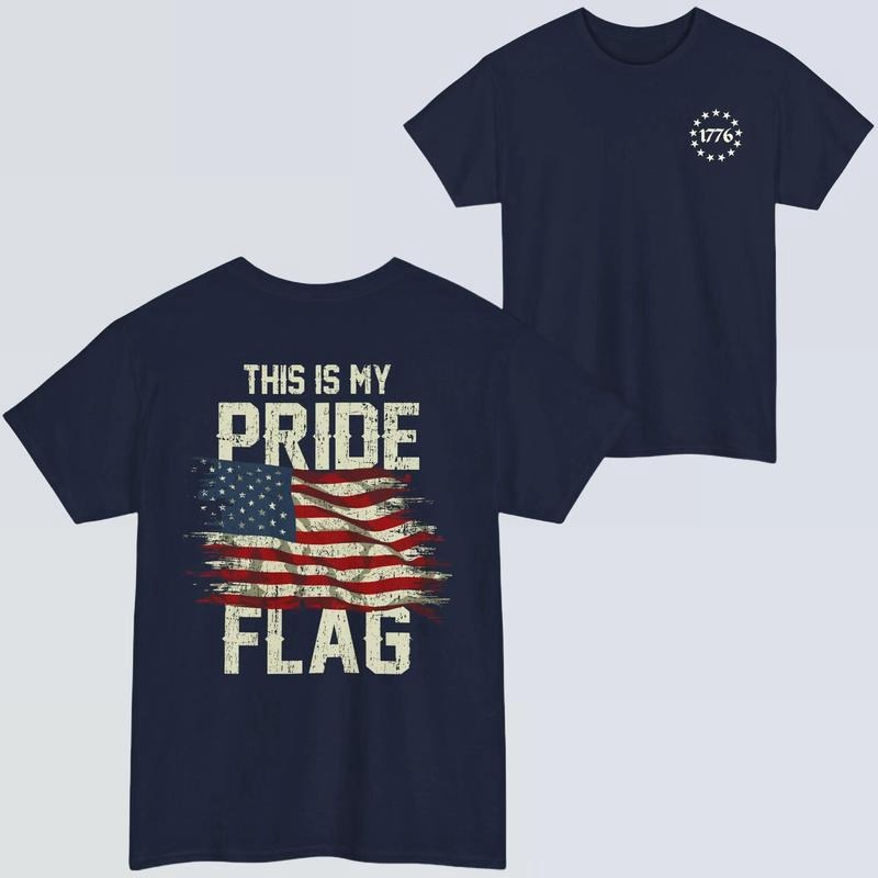 American Pride Flag T-Shirt, Bold 'This is My Pride Flag' Design! True Patriot, Military Supporters, Gift for Veterans,...
