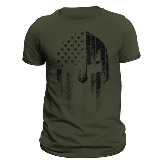American Spartan Black 2.1 USA Patriotic Men's T-Shirt Casual Classic