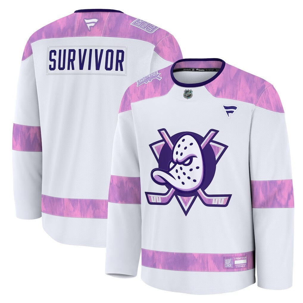 Anaheim Ducks Fanatics Hockey Fights Cancer Practice Jersey - White