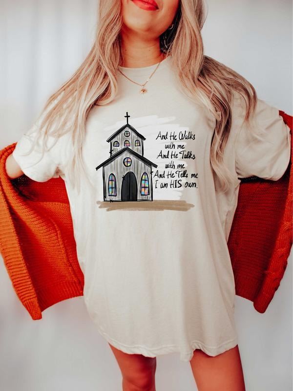 And He Walks With Me And He Talks Me Shirt, Christian Sweatshirt, Christian Gift, Church Shirt, Bible Verse Shirt, Bible Shirt, Blessed Womenswear Tee