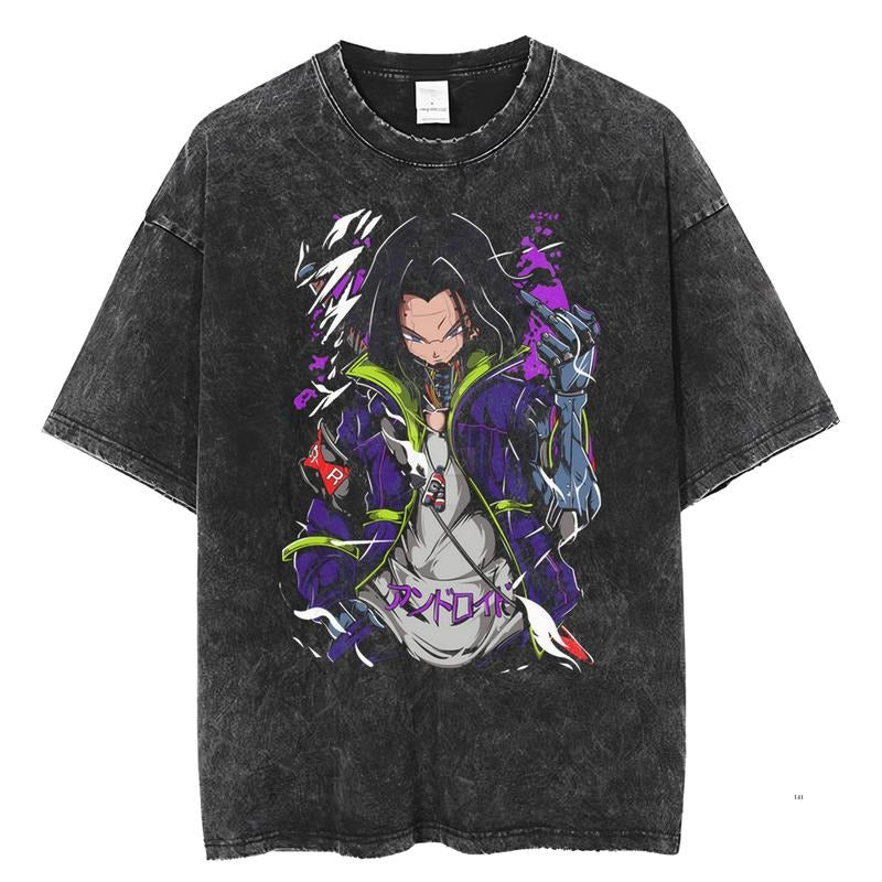 Android 17 Cyberpunk Graphic Tee, Dragon Ball Vintage Anime  Shirt, Android 17 T-Shirt, Anime Shirt, Gift For Anime Fans, Gift Lover, Unisex Anime Gift Menswear Top Streetwear