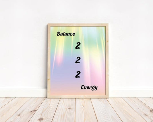 Angel Number 222 Printable Wall Art Spiritual Energy Poster Gift Religious Graduation Positive Colorful Print Home Decor Instant Download, Poster Prints No Frame, Art Posters, Gifts For Birthday Landscape Ornaments
