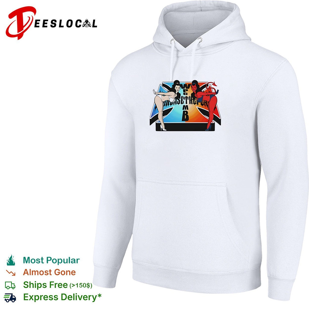 Angel and devil pinup girls radio station logo shirt