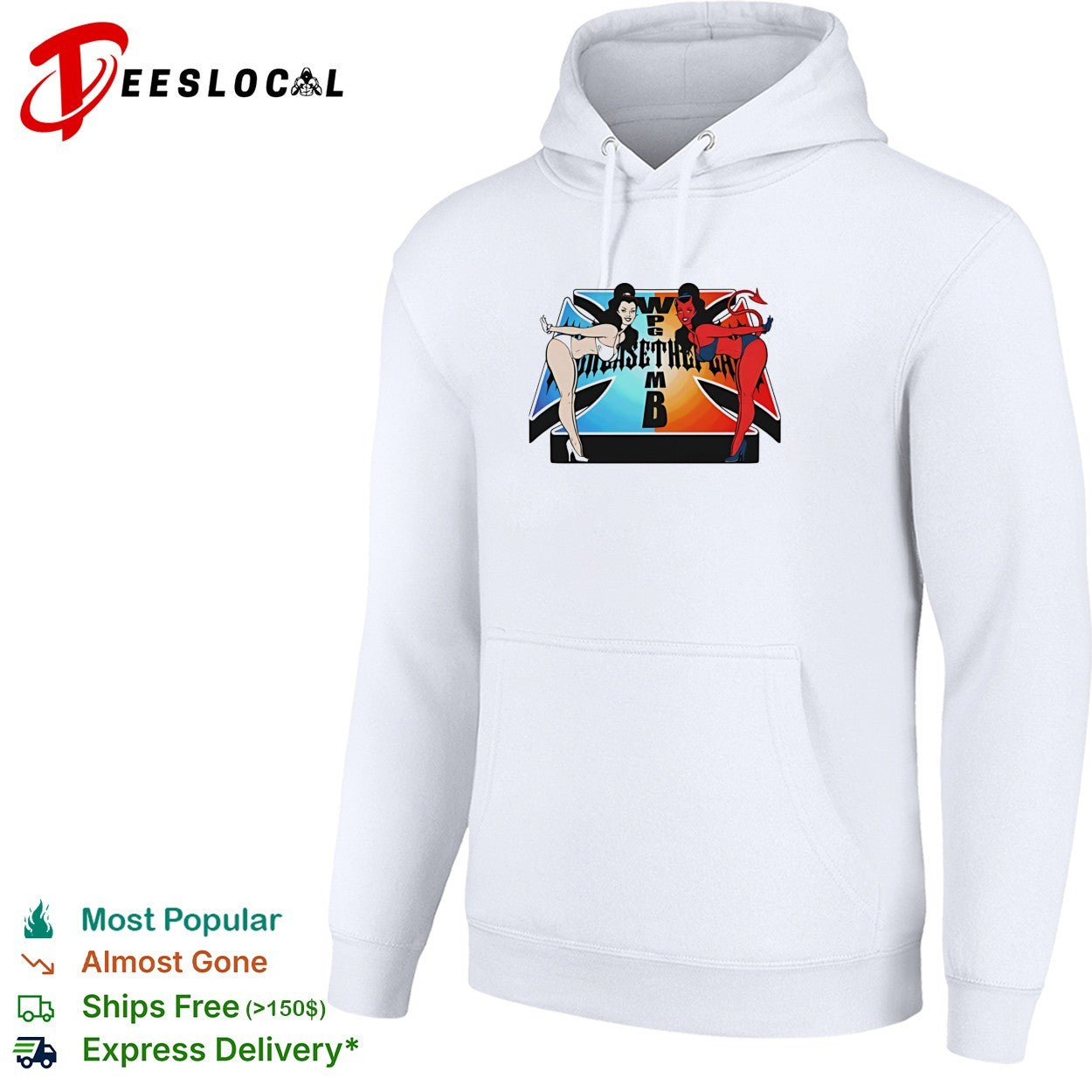Angel and devil pinup girls radio station logo shirt