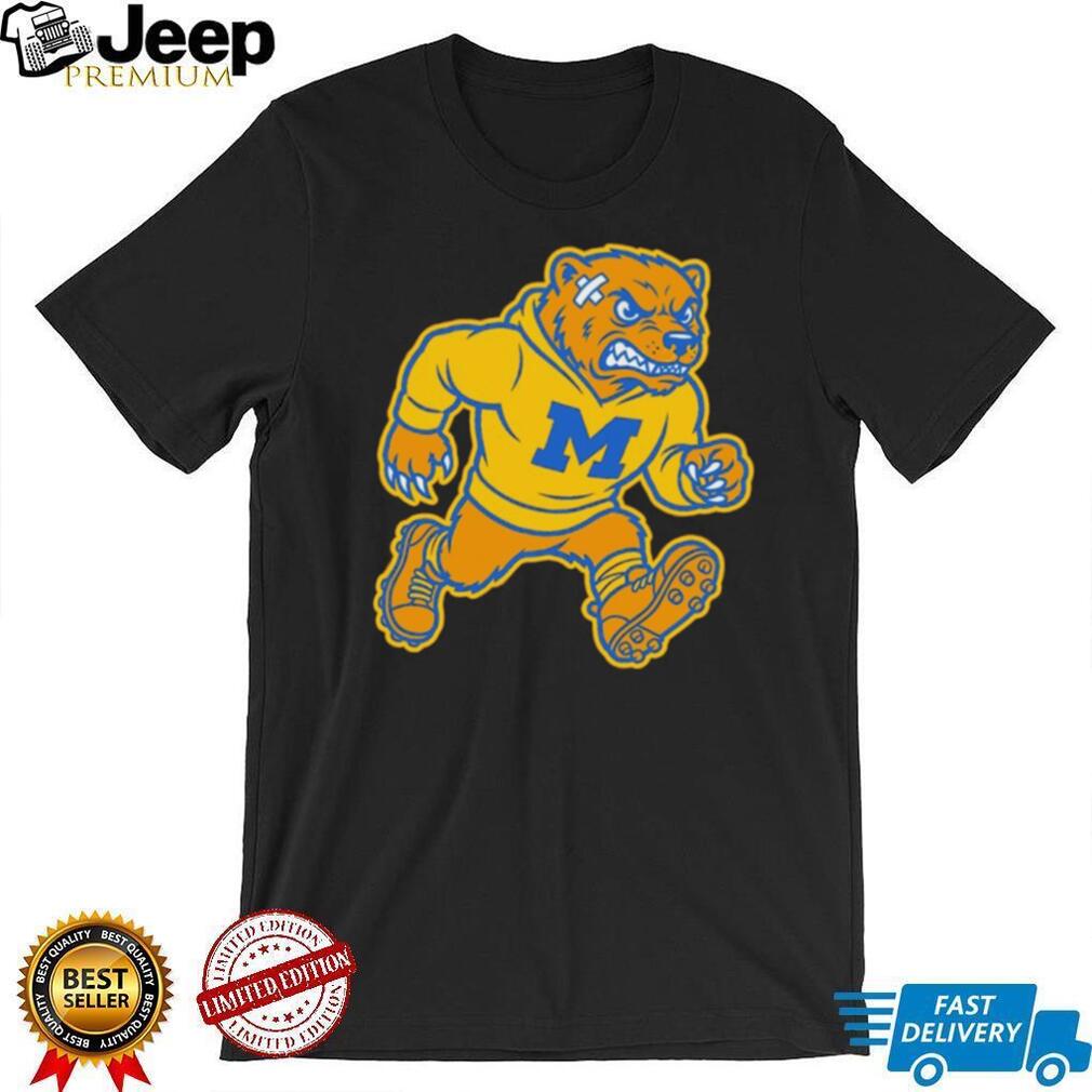 Angry Michigan Wolverines Mascot Blue and Maize Vintage Sports T Shirt