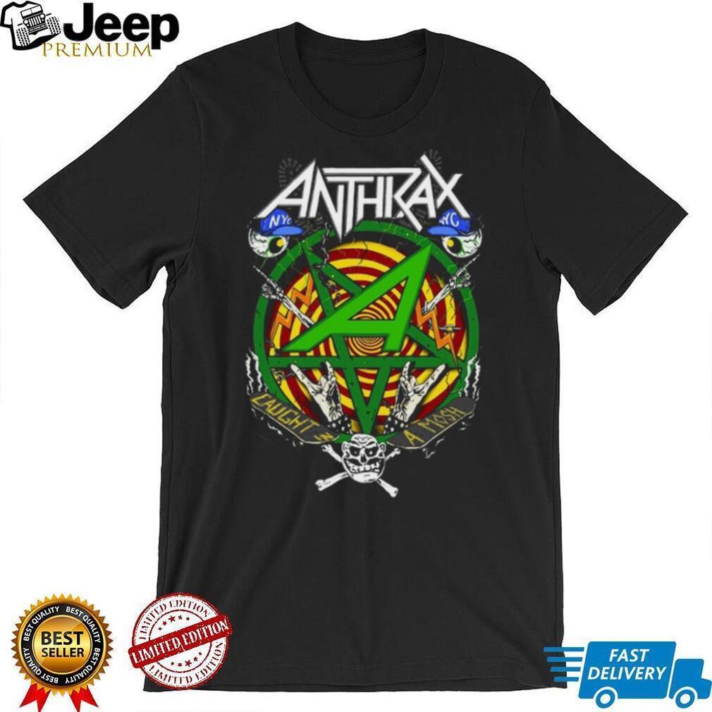 Anthrax Caught In A Mosh Green Pentagram Thrash Metal T Shirt