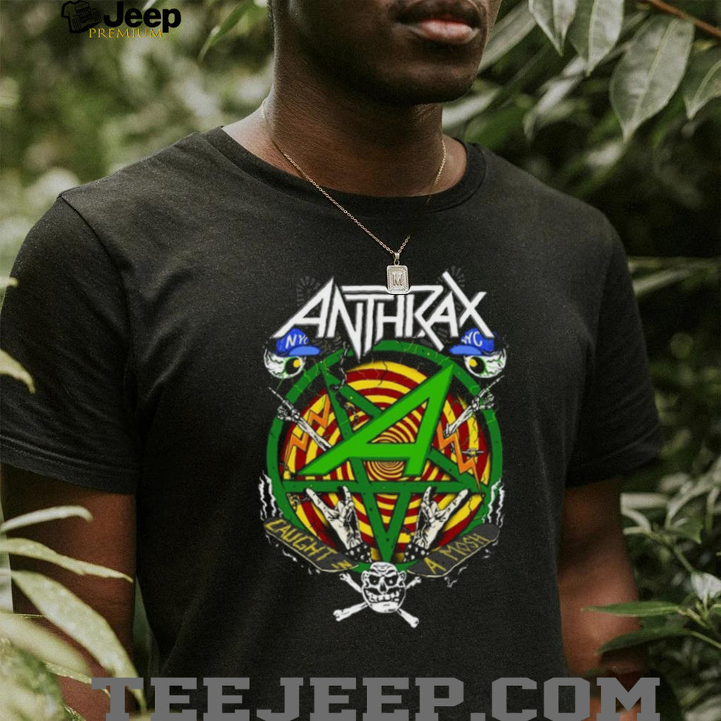 Anthrax Caught In A Mosh Green Pentagram Thrash Metal T Shirt