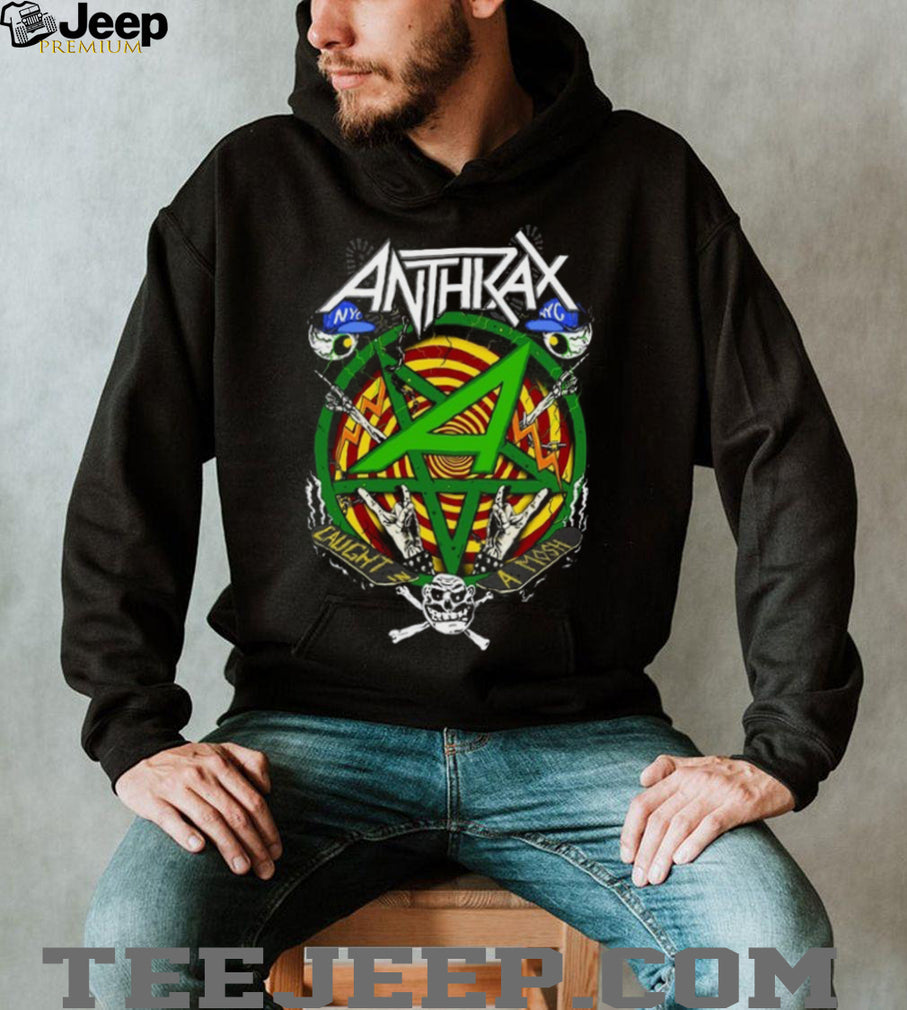 Anthrax Caught In A Mosh Green Pentagram Thrash Metal T Shirt