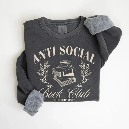 Anti Social Book Club Sweatshirt, Book Club Shirt, Book Lover Crewneck, Bookworm Shirt, Bookish Crewneck, Librarian Sweatshirt, Vintage Book Club Shirt