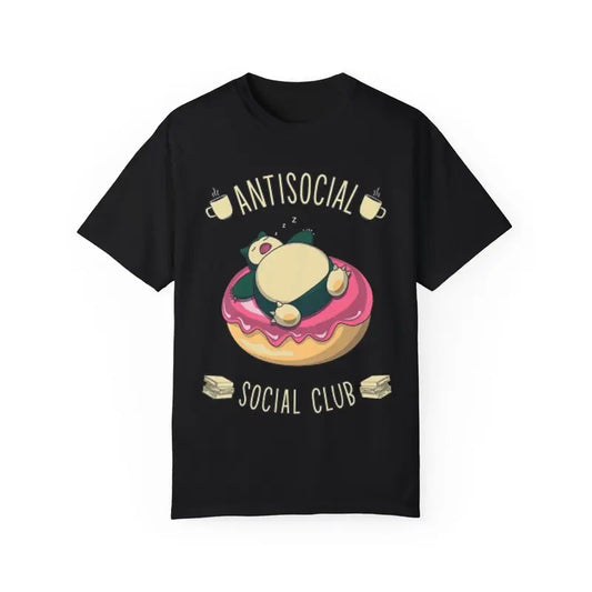 Antisocial Social Club Snorlax T-Shirt, Anime Humor Graphic Tee, Pokémon Donut Shirt