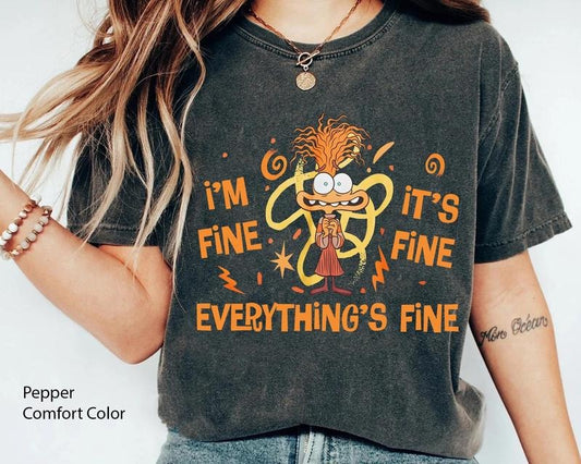 Anxiety I'm Fine It's Fine Everything's Fine Comfort Colors T-shirt, Inside Out 2 Shirt, Emotions T-shirt, Mental Health Matter Giftsstyle{n002}2