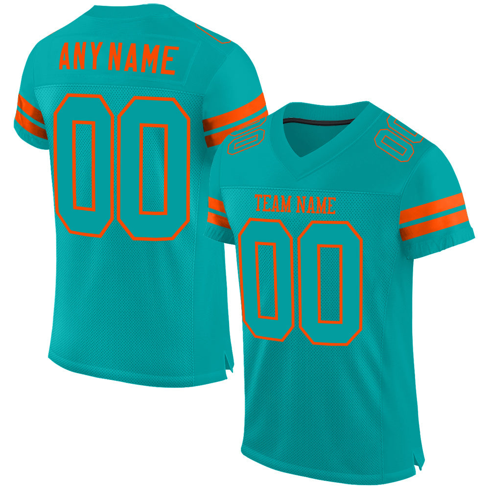 Custom Aqua Aqua-Orange Mesh Authentic Football Jersey T-Shirts, Hoodie, Sweatshirt | WearSparks.com (Image 1)