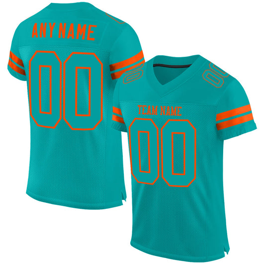 Custom Aqua Aqua-Orange Mesh Authentic Football Jersey T-Shirts, Hoodie, Sweatshirt | WearSparks.com (Image 1)