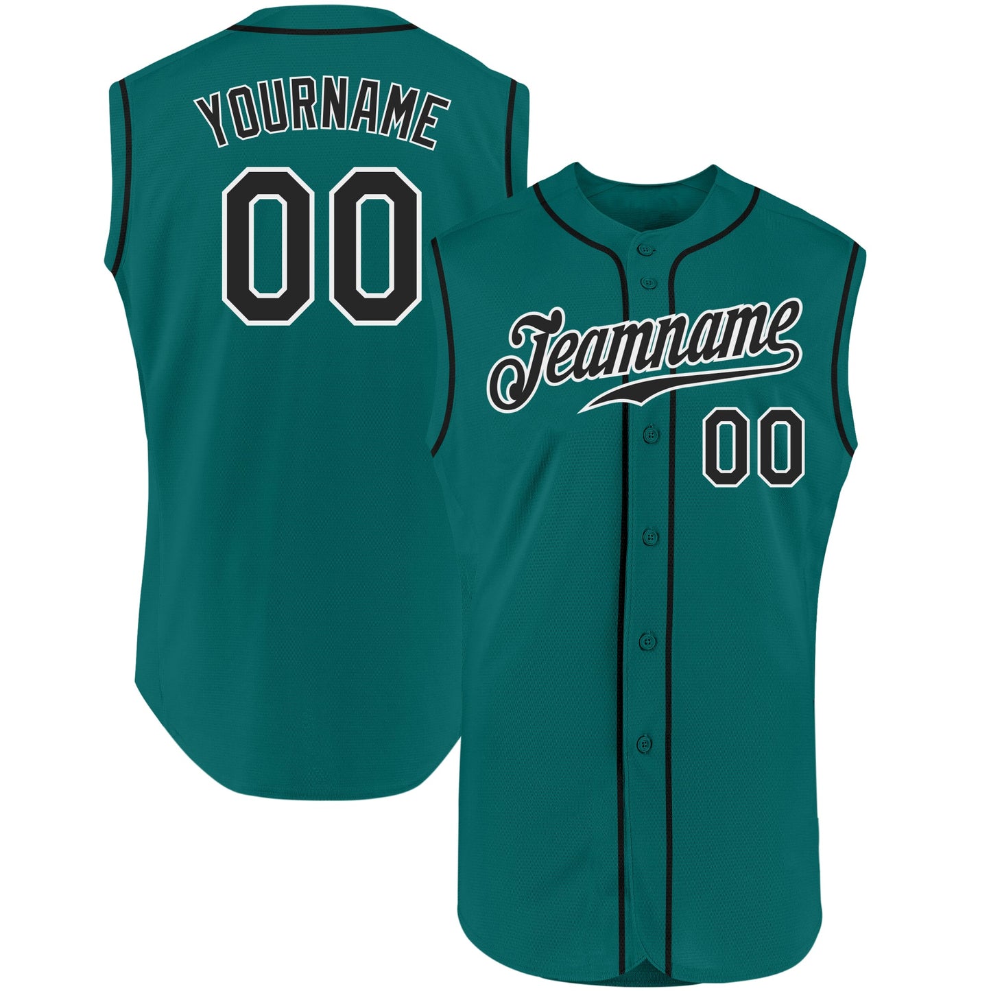Custom Aqua Black-White Authentic Sleeveless Baseball Jersey T-Shirts, Hoodie, Sweatshirt | WearSparks.com (Image 1)