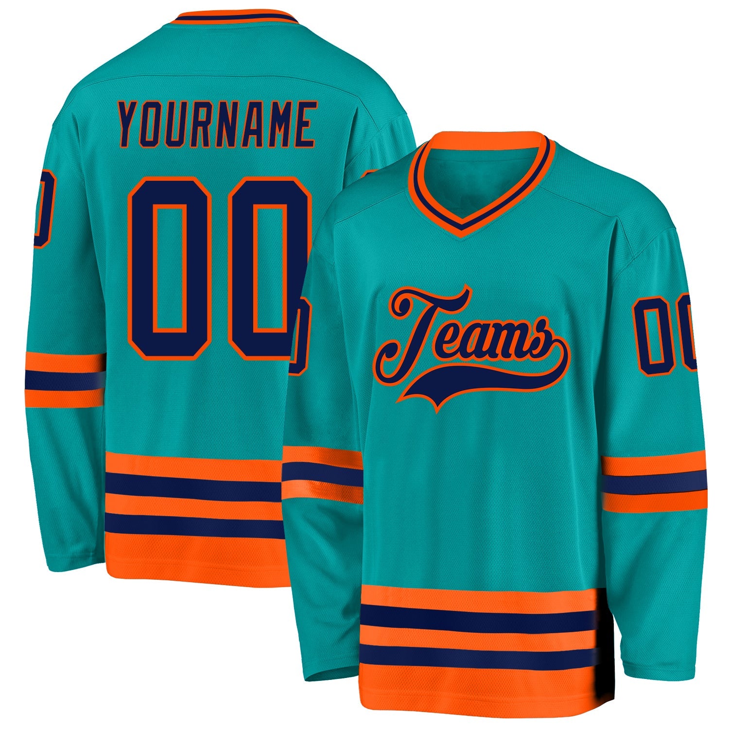 Custom Aqua Navy-Orange Hockey Jersey T-Shirts, Hoodie, Sweatshirt | WearSparks.com (Image 1)