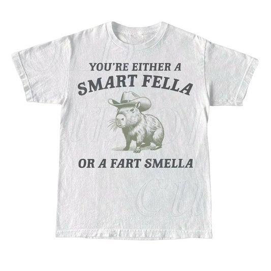 Are You A Smart Fella Or Fart Smella Vintage Style Shirt, Retro Cartoon T Shirt, Weird T Shirt, Meme T Shirt, Cabybara...
