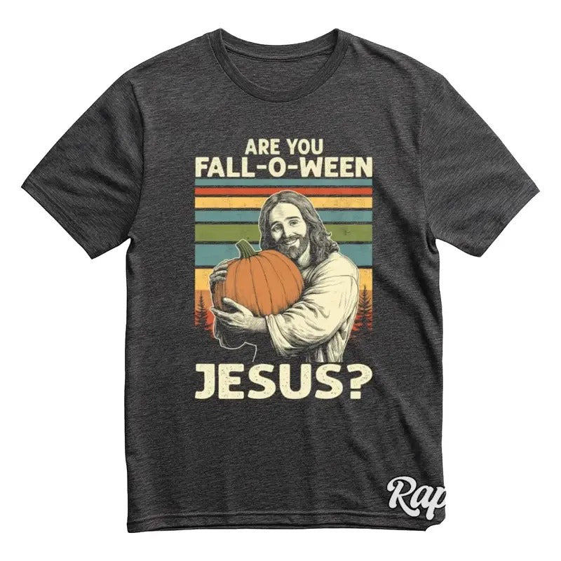 Are You Fall-O-Ween Jesus T-Shirt, Christian Halloween Graphic Tee, Thanksgiving Gift, Weirdcore Meme Shirt Cotton