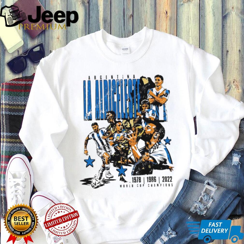 Argentina World Cup Champions 1978 1986 2022 vintage shirt