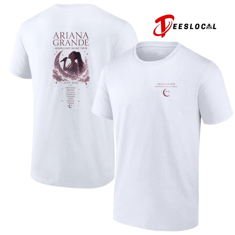 Ariana Grande Moonlight Heart tour cities graphic shirt
