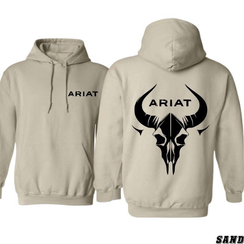 Ariat Hoodie - Bold Bull Skull Graphic for Western Style Fans, Perfect for Rugged Outdoor Look, Warm and Durable - Menswear, Tops