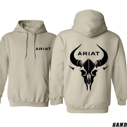 Ariat Hoodie - Bold Bull Skull Graphic for Western Style Fans, Perfect for Rugged Outdoor Look, Warm and Durable - Menswear, Tops