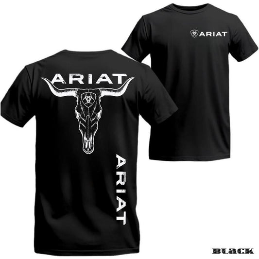 Ariat T-Shirt  Strong and stylish design featuring a bull skull, perfect for outdoor enthusiasts, offering superior comfort and quality, Unisex.
