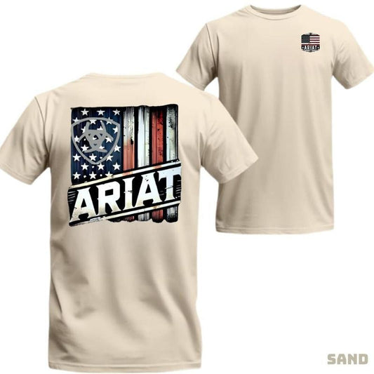 Ariat T-Shirt  Vintage American Flag Graphic, Western Country Lifestyle, Great for Rodeo & Ranch Lovers  Suitable for Cotton Menswear