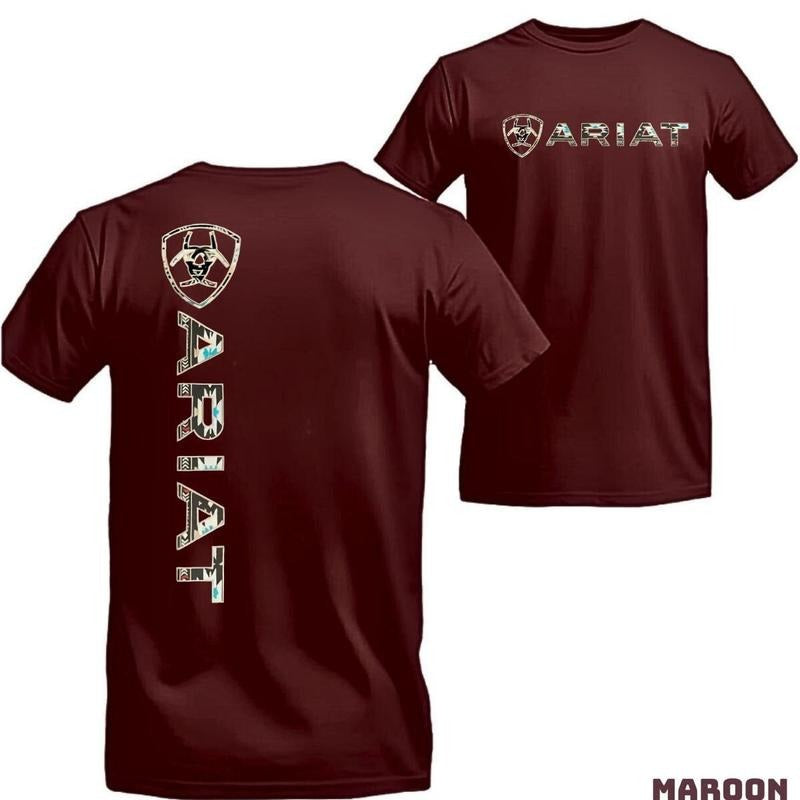 Ariat T-shirt - Geometric Southwestern logo design, suitable for unisex, breathable fabric for all day comfort Crewneck Top Menswear Man