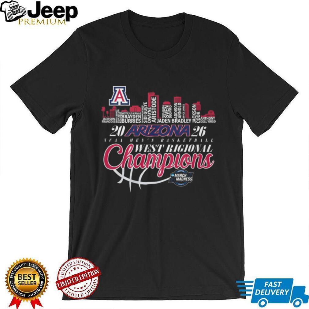 Arizona 2026 NCAA Men’s Basketball West Regional Champions City Skyline T Shirt